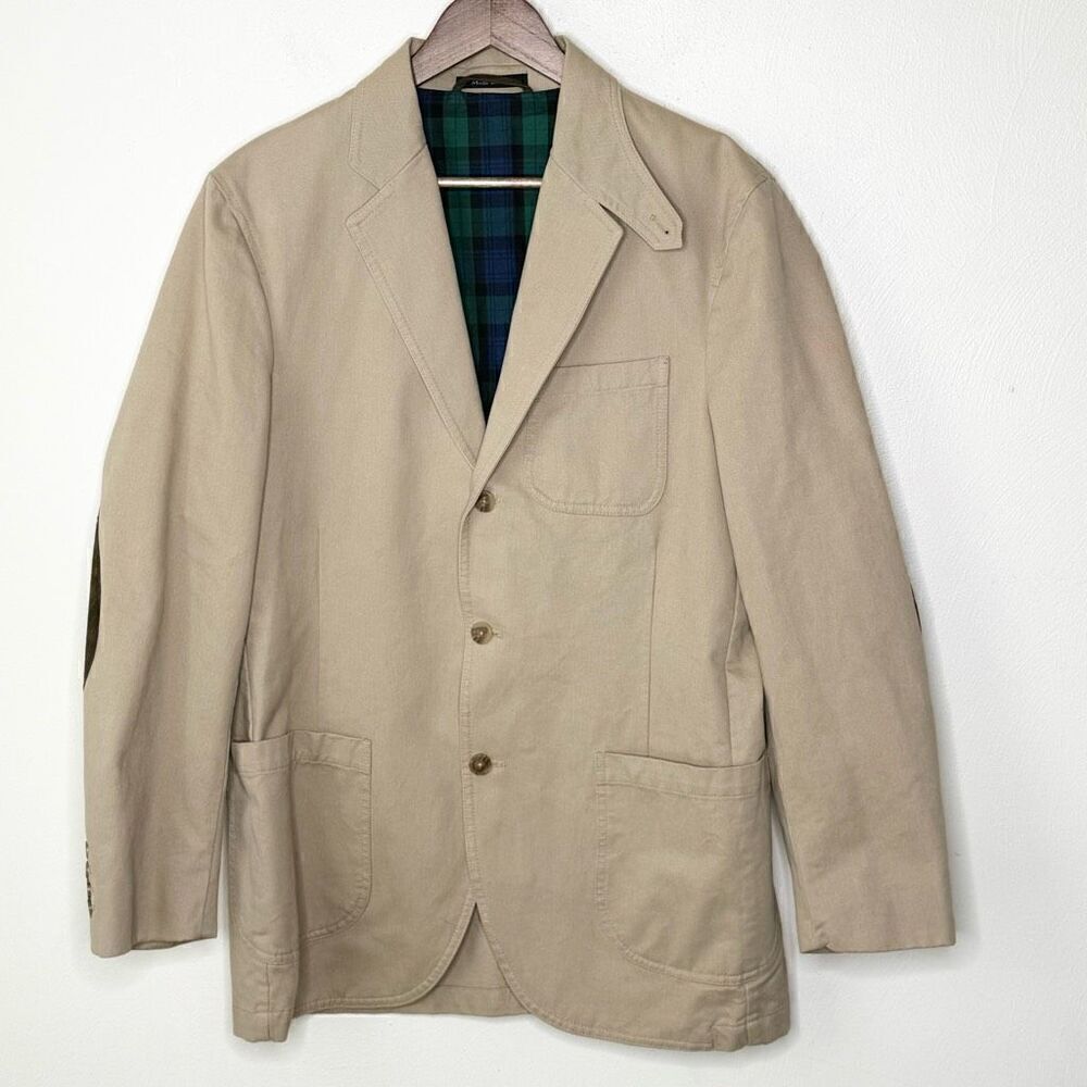 Land’s End Khaki Sport Jacket With Arm Patches - Men’s 38